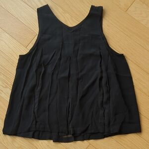 Madewell Black Pleated Sheer Tank Top